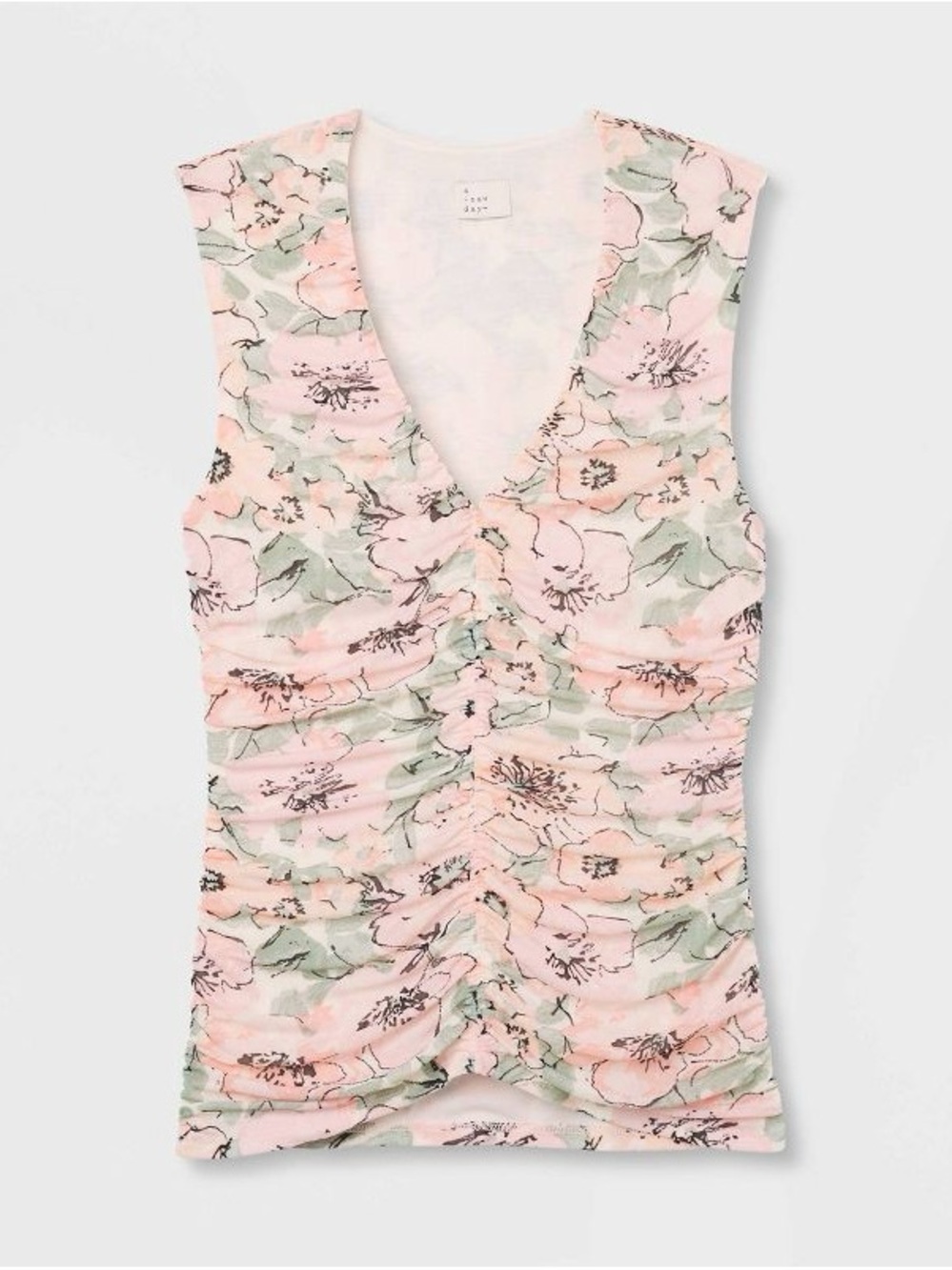 A New Day - Women's Mesh Ruched Tank Top Size S